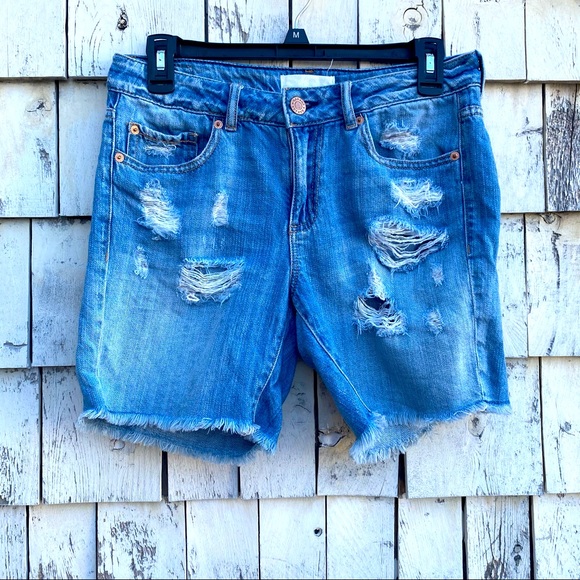 Garage Girlfriend Distressed Denim Shorts - Picture 1 of 6